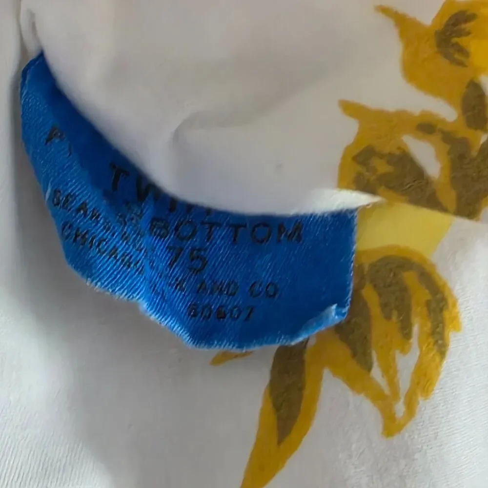Perma- Prest Percale Vintage Yellow Floral Twin Sheet Sear, Roebuck And Co
